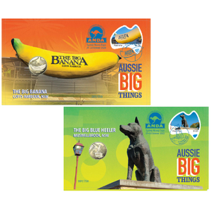 Aussie Big Things - Big Banana &amp; Big Blue Heeler 2023 $1 PNC Set (RAM) - 2023 Sydney Money Expo (Exclusive Recolour)