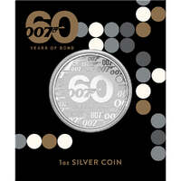 60th Anniversary of James Bond - 2022 1oz Brilliant Unc Silver Coin on Card