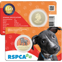 150th Anniversary Of The RSPCA (Dog) - 2021 $1 Coloured Unc Coin