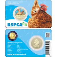 150th Anniversary Of The RSPCA (Layer Hen) - 2021 $1 Coloured Unc Coin